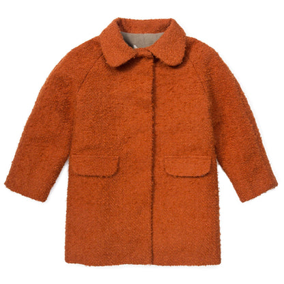 Girls Burnt Orange Wool Coat With Flap Pockets