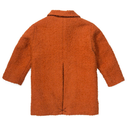 Girls Burnt Orange Wool Coat With Flap Pockets