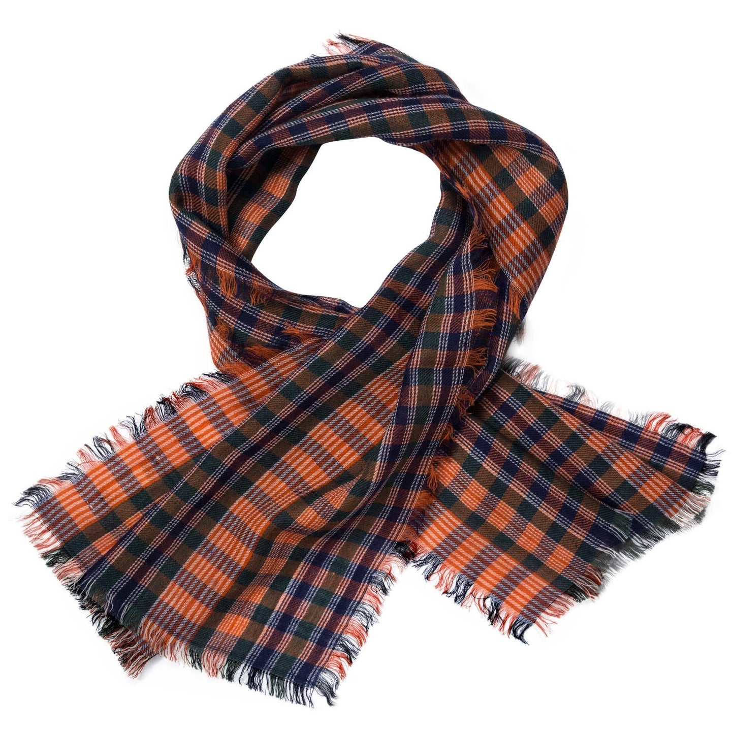 Baby Brown Khaki Check Wool Scarf