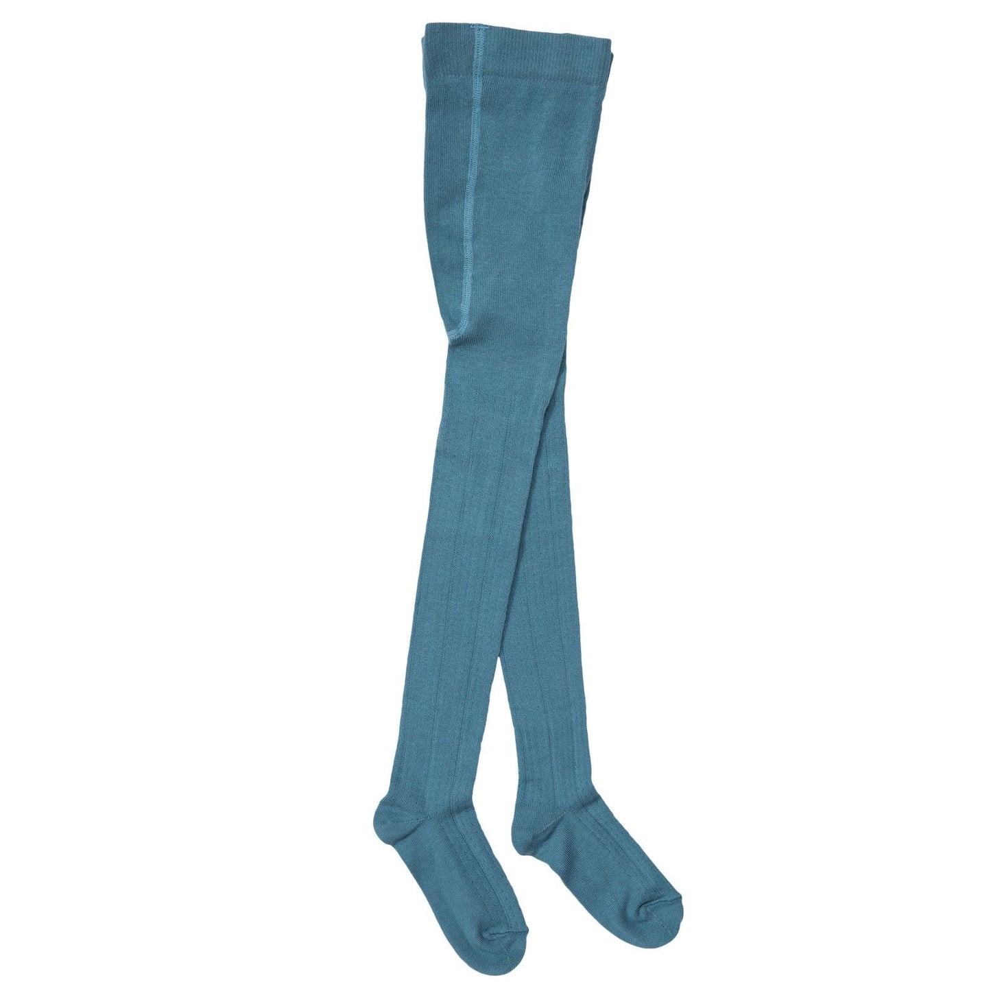 Girls Blue Knitted Ribbed Tights
