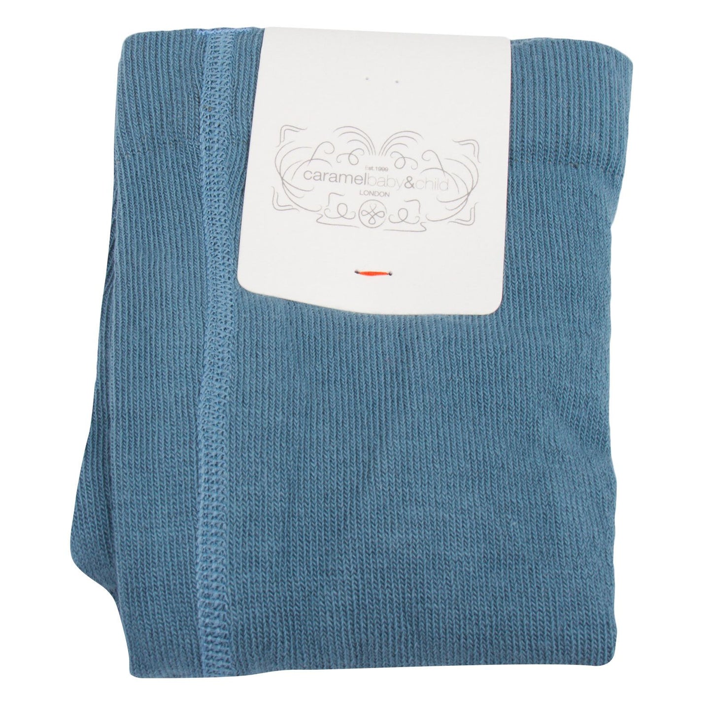 Girls Blue Knitted Ribbed Tights
