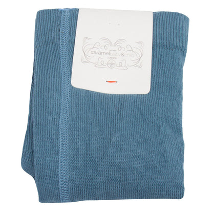 Girls Blue Knitted Ribbed Tights