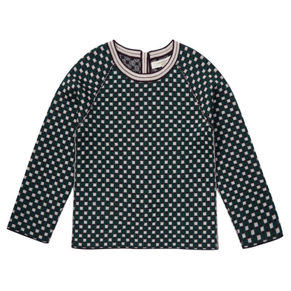 Baby Green&White Intarsia Knitted Sweater
