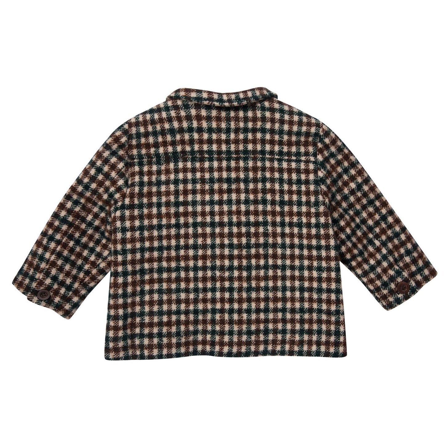 Baby Brown&Green Check Wool Coat With Flap Pockets