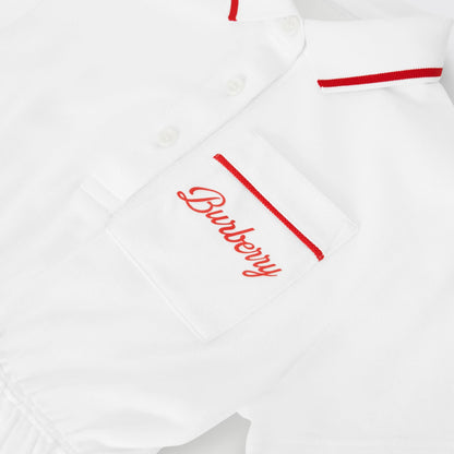 女童白色Logo棉连衣裙