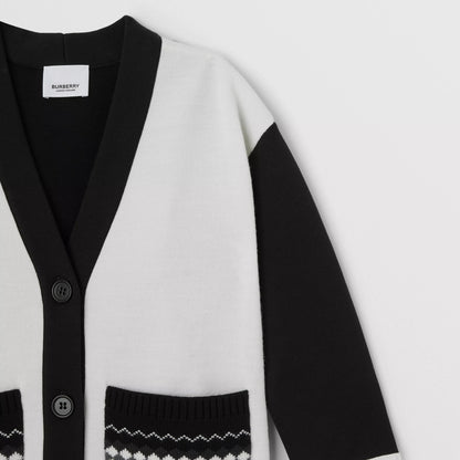 女童白色Logo羊毛开衫