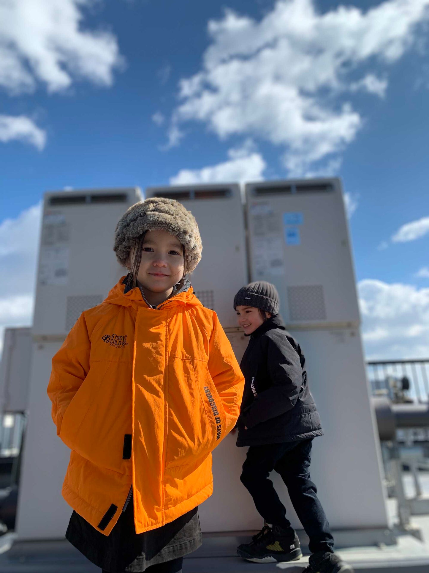 儿童橙色棉夹克