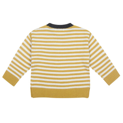Boys Yellow&White Stripe Wool Knitted Sweater