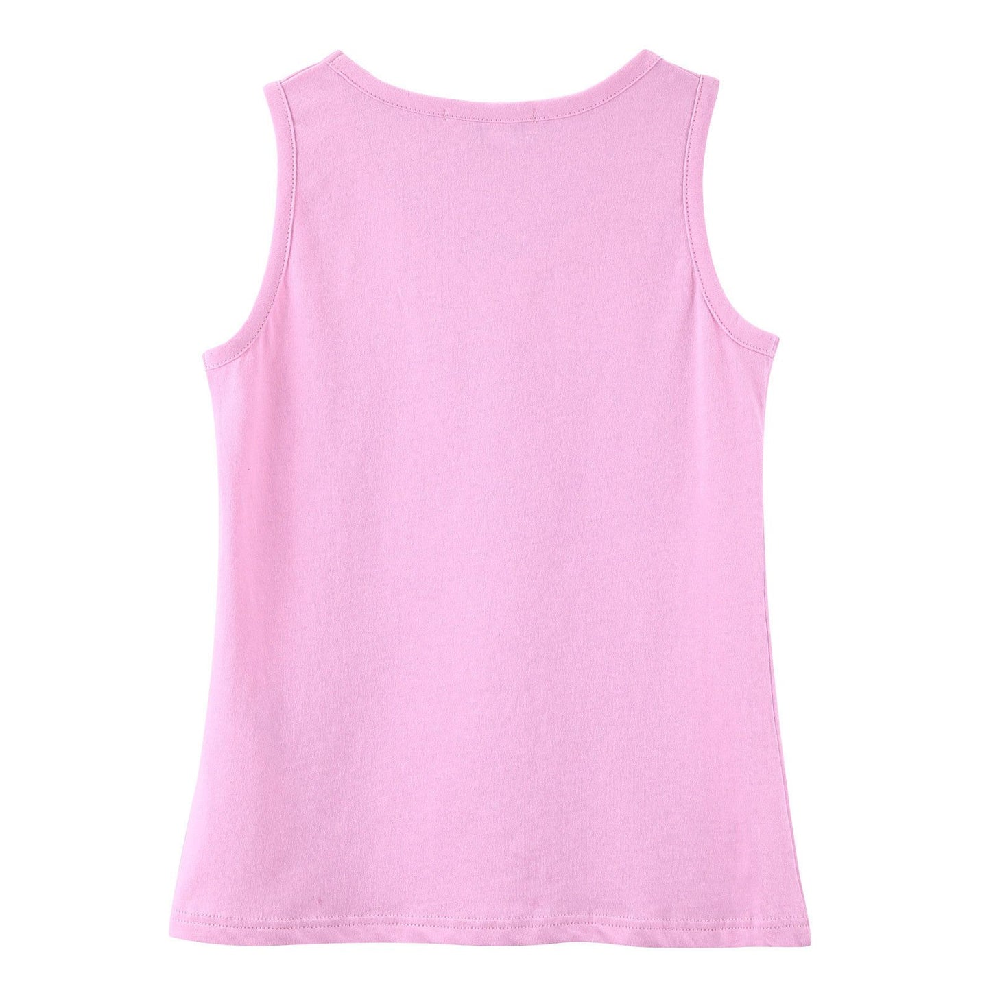 Girls Pink Cotton Jersey Vest With Silver Brand Name Logo
