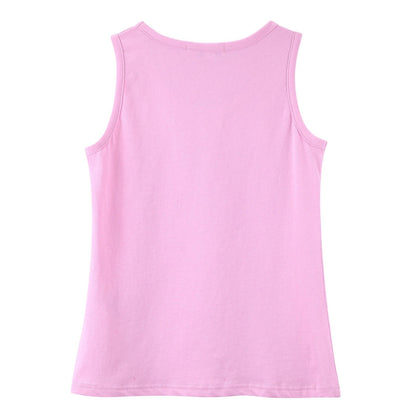 Girls Pink Cotton Jersey Vest With Silver Brand Name Logo