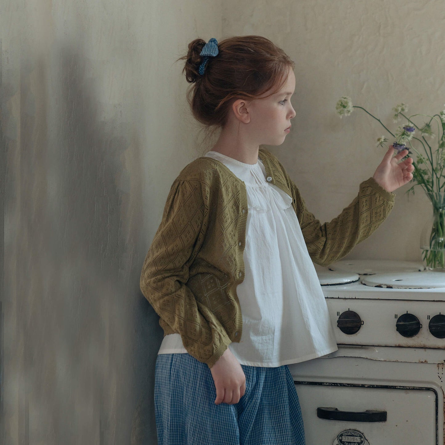 女童蓝色格子发圈