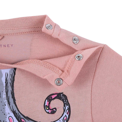Baby Girls Pink Cotton T-Shirt With Octopus Print Trims