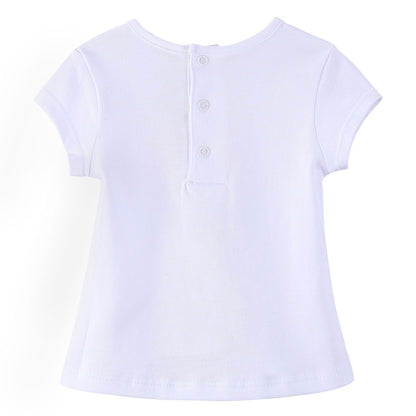 Baby Girls White Cotton  Animal Printed T-Shirt