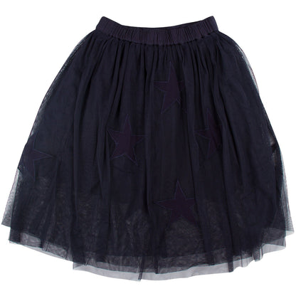 Amalie Girls Navy Blue Stars Embroidered Skirt