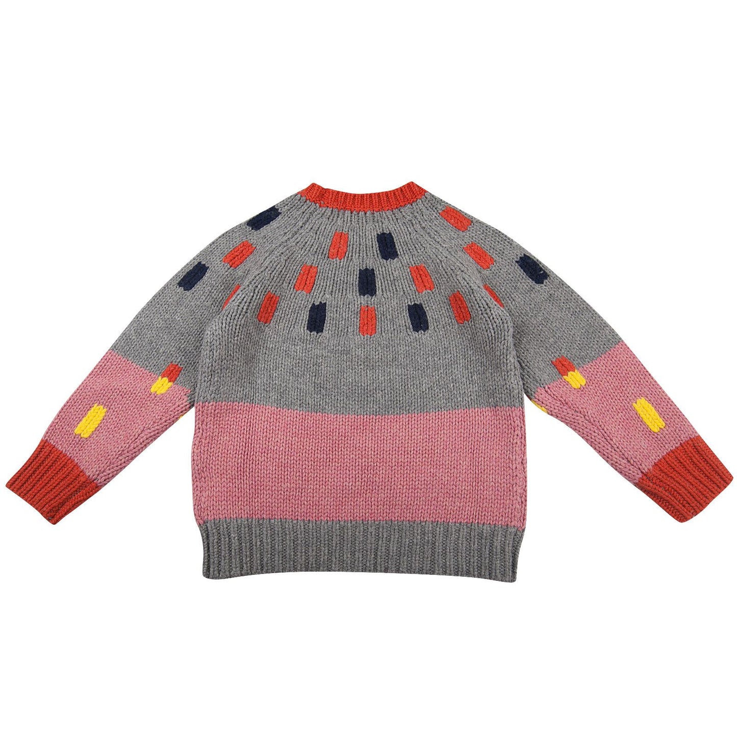 Freddie Girls Grey&Red Wool Sweater With Red And Blue Trims