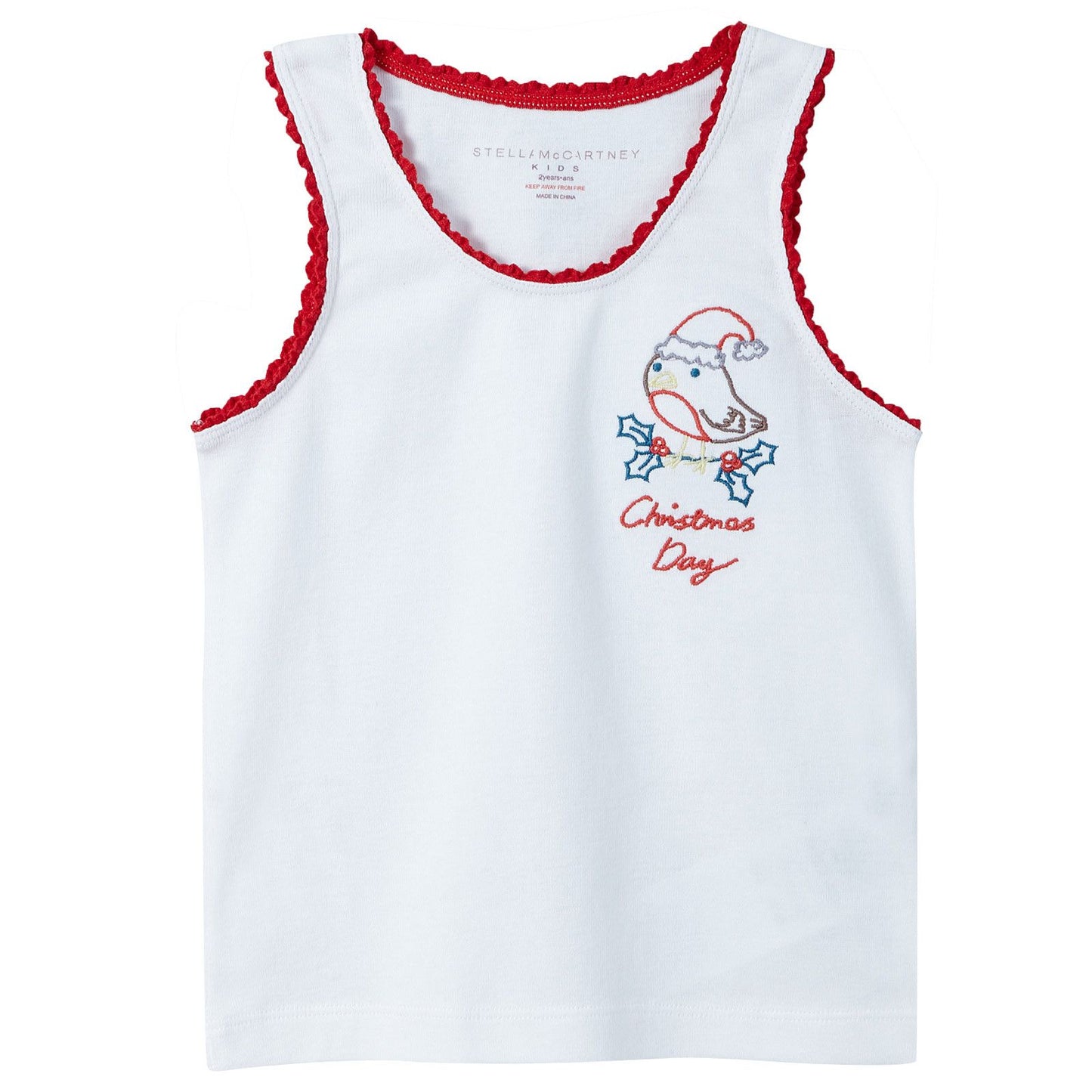 Girls White Organic Cotton Printed Knickers&Vest