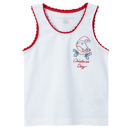 Girls White Organic Cotton Printed Knickers&Vest