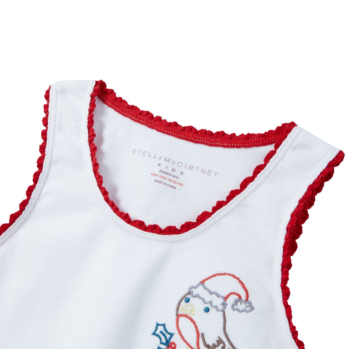 Girls White Organic Cotton Printed Knickers&Vest