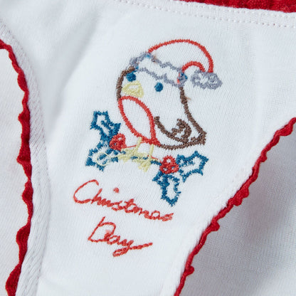Girls White Organic Cotton Printed Knickers&Vest