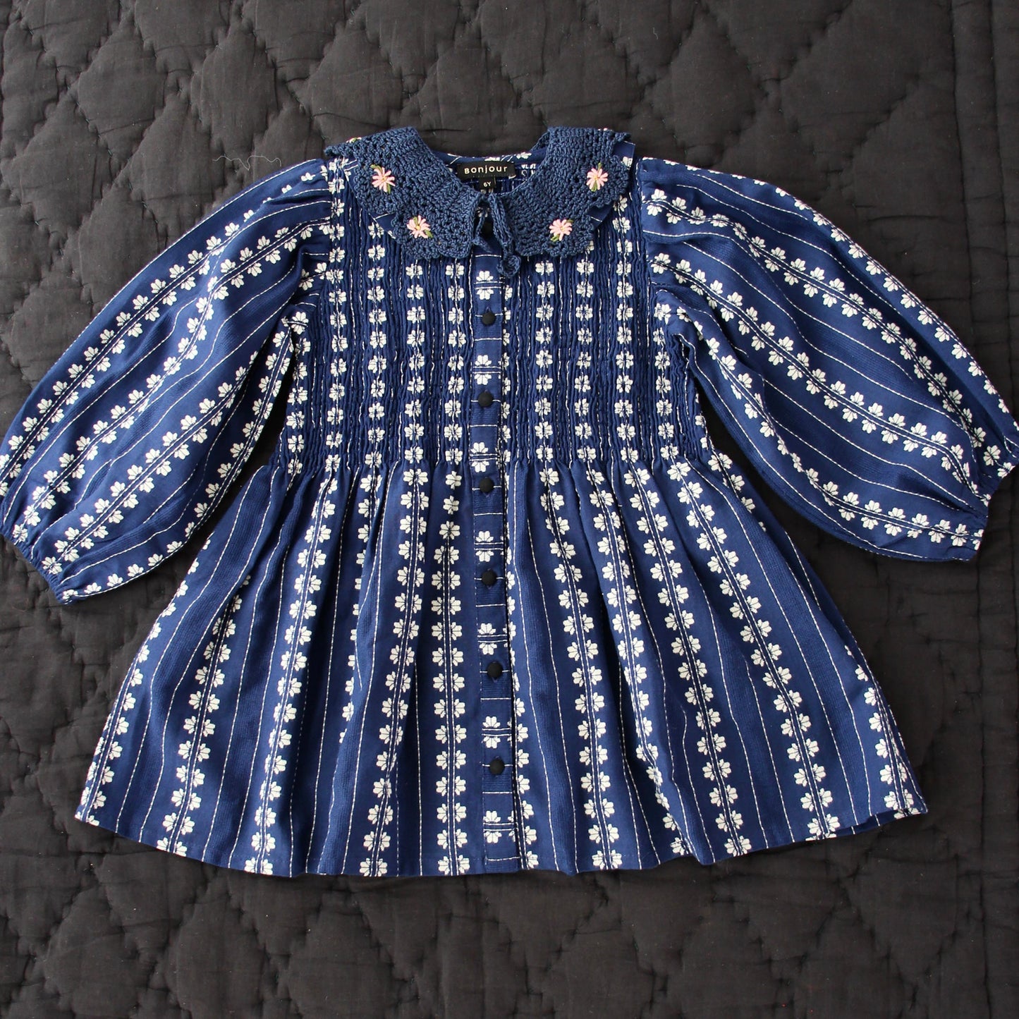 女童蓝色碎花棉上衣