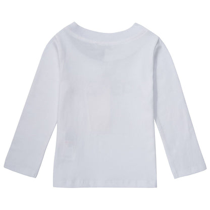 Girls White Cotton Jersey T-Shirt With Black&White Collar