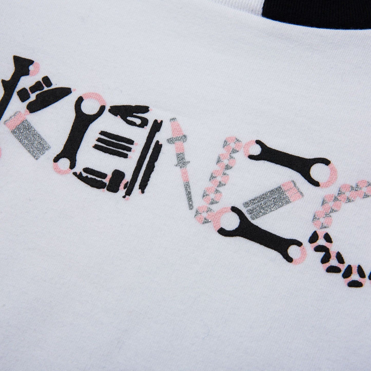 Girls White Cotton Jersey T-Shirt With Black&White Collar