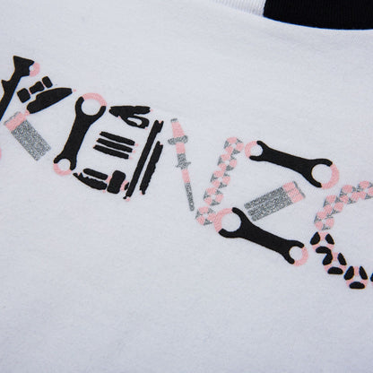Girls White Cotton Jersey T-Shirt With Black&White Collar