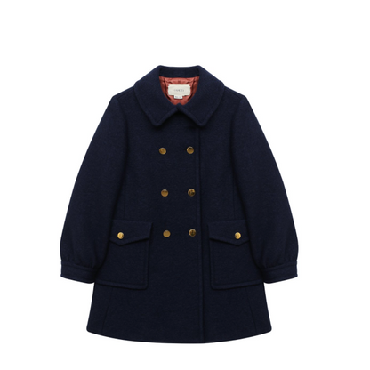 Girls Midnight Navy Wool Coat