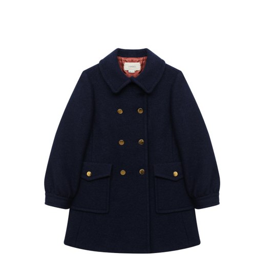 Girls Midnight Navy Wool Coat