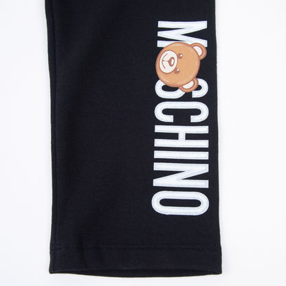 婴儿黑色Logo棉长裤