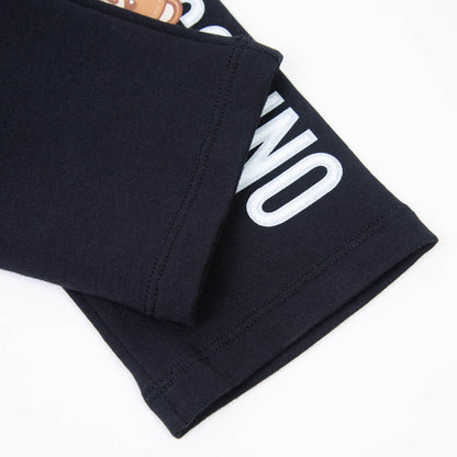 婴儿黑色Logo棉长裤