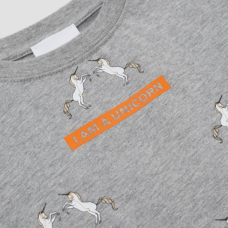 Girls Grey Melange Cotton T-Shirt