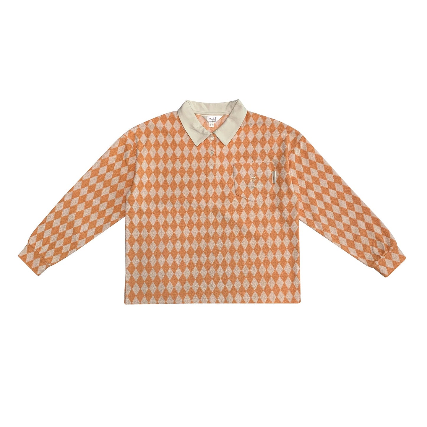 儿童橙色格子棉T恤