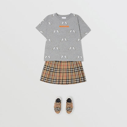 Girls Grey Melange Cotton T-Shirt
