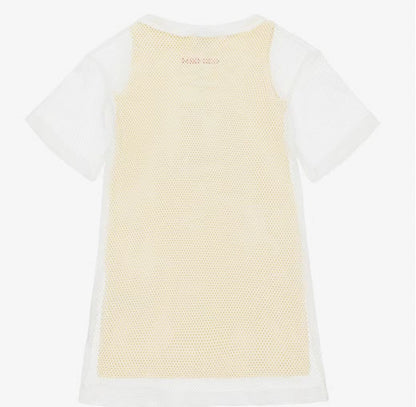 女童黄色棉连衣裙套装