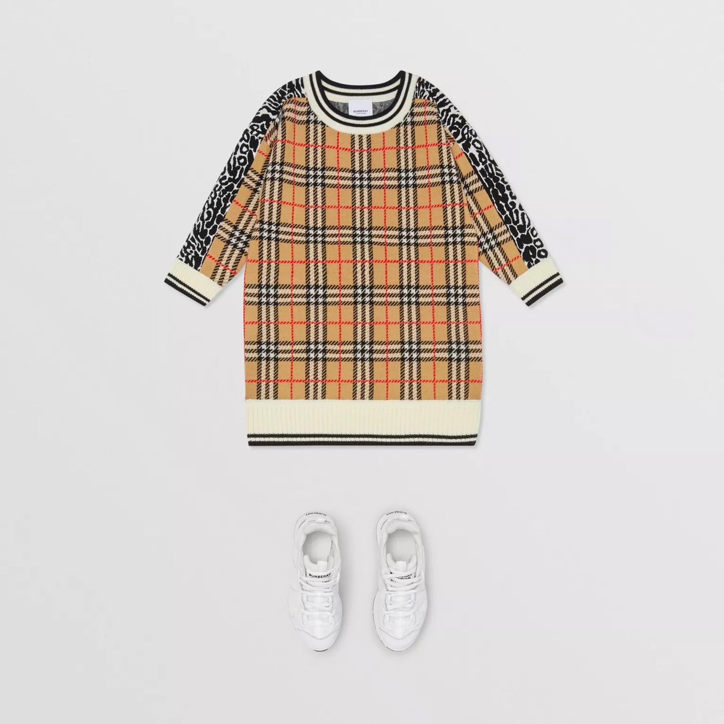 Girls Leopard Print Merino Wool Dress