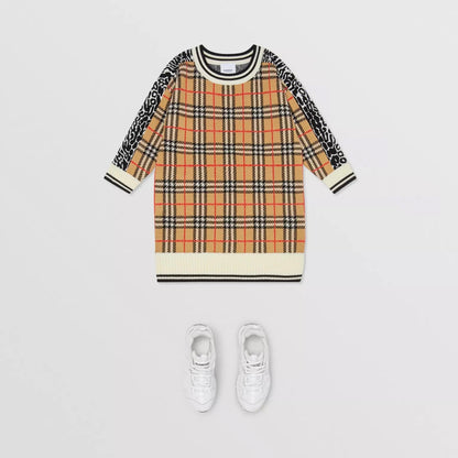 Girls Leopard Print Merino Wool Dress