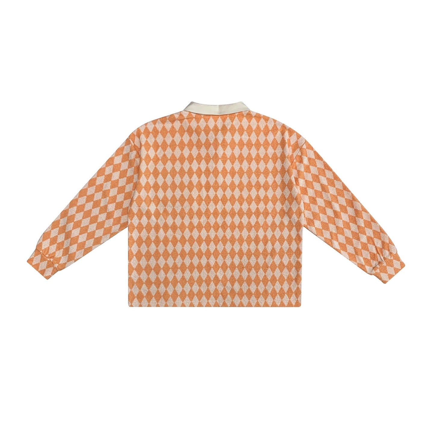 儿童橙色格子棉T恤