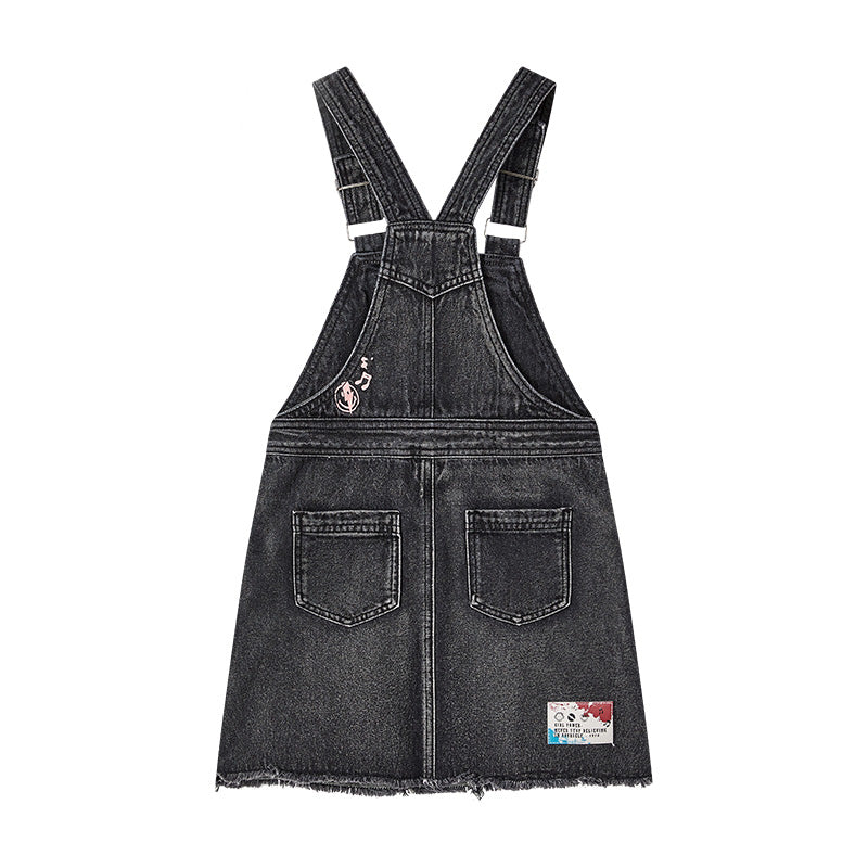 女童黑色背带裙