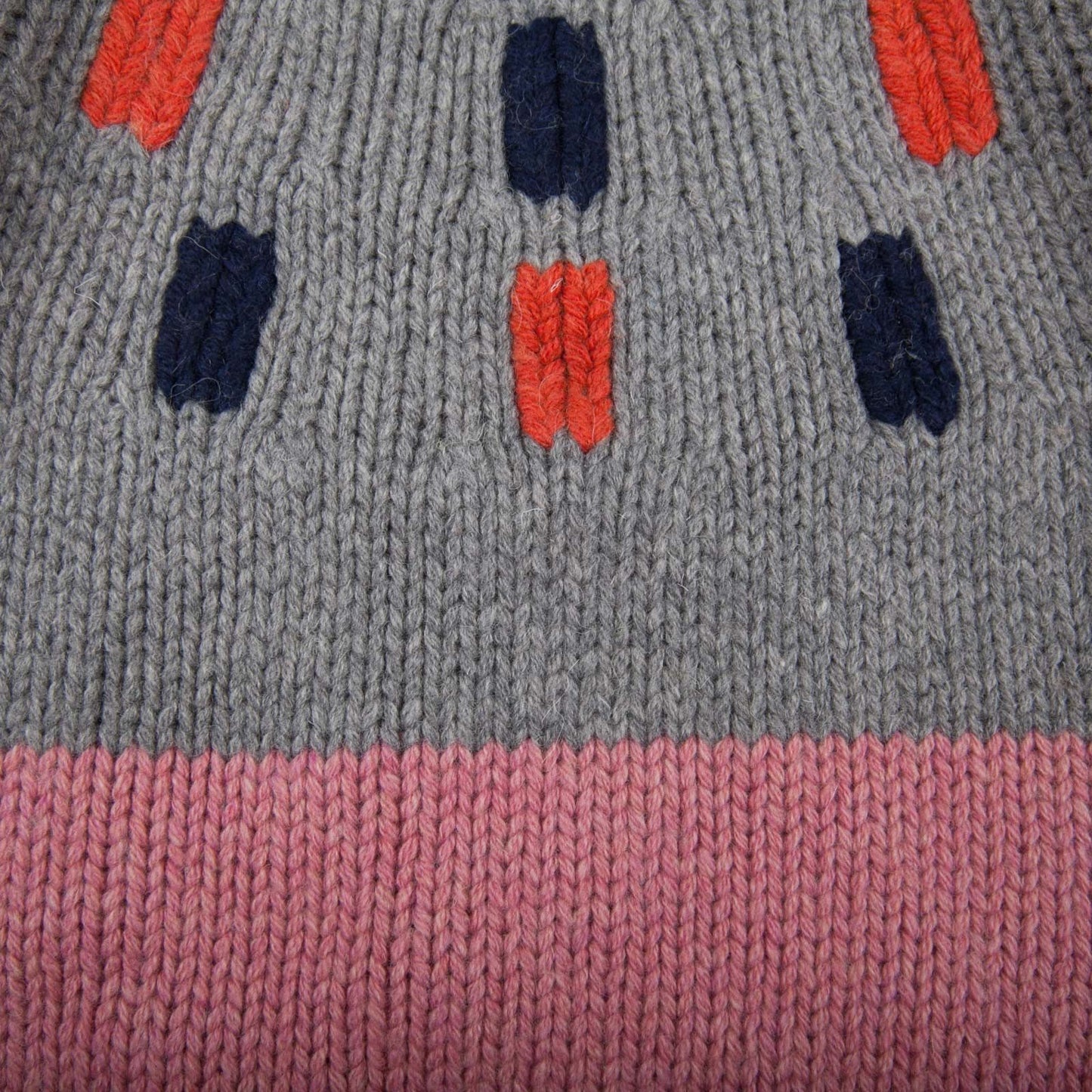Freddie Girls Grey&Red Wool Sweater With Red And Blue Trims