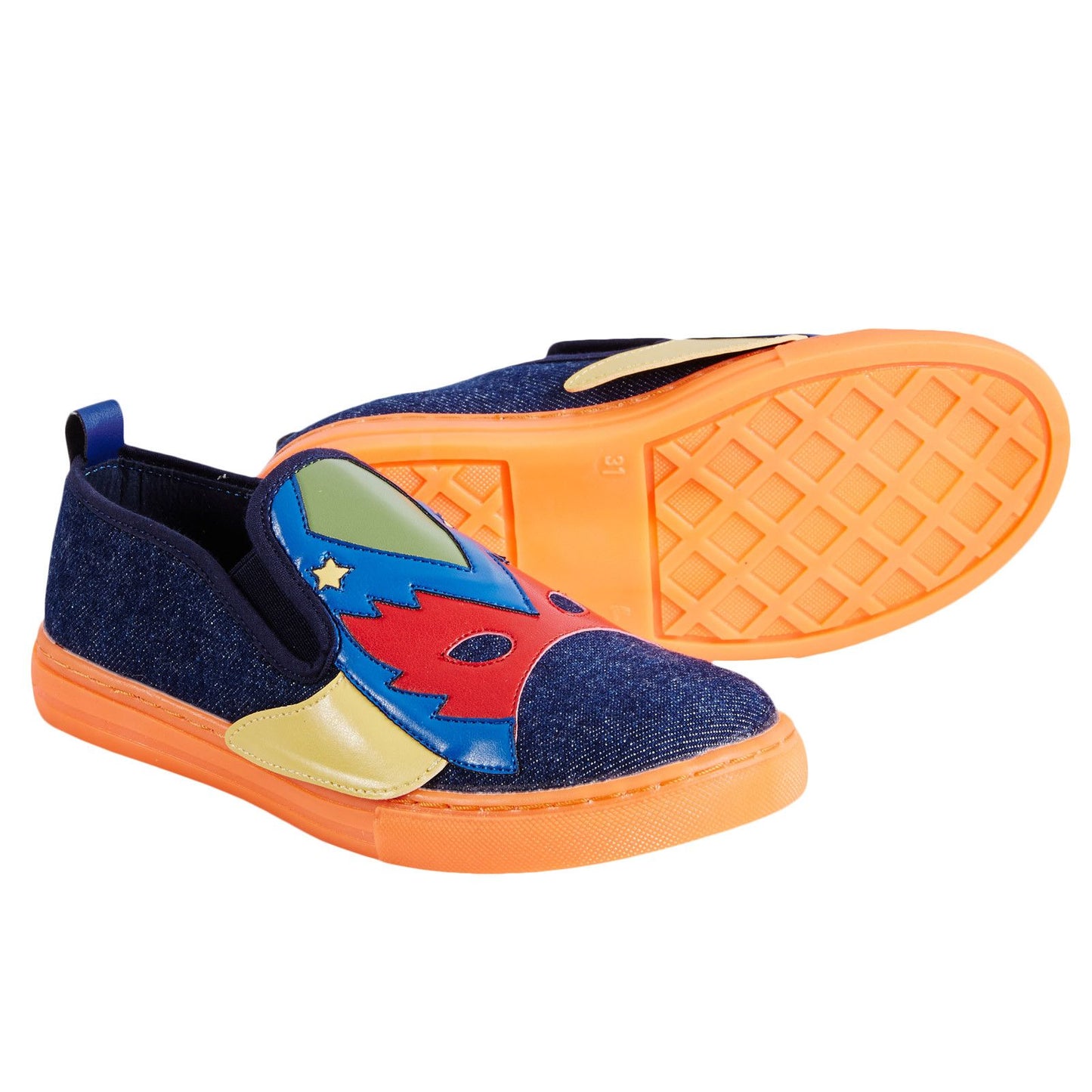 Leo Boys Multicolor Super Heroes Printed Denim Trainers