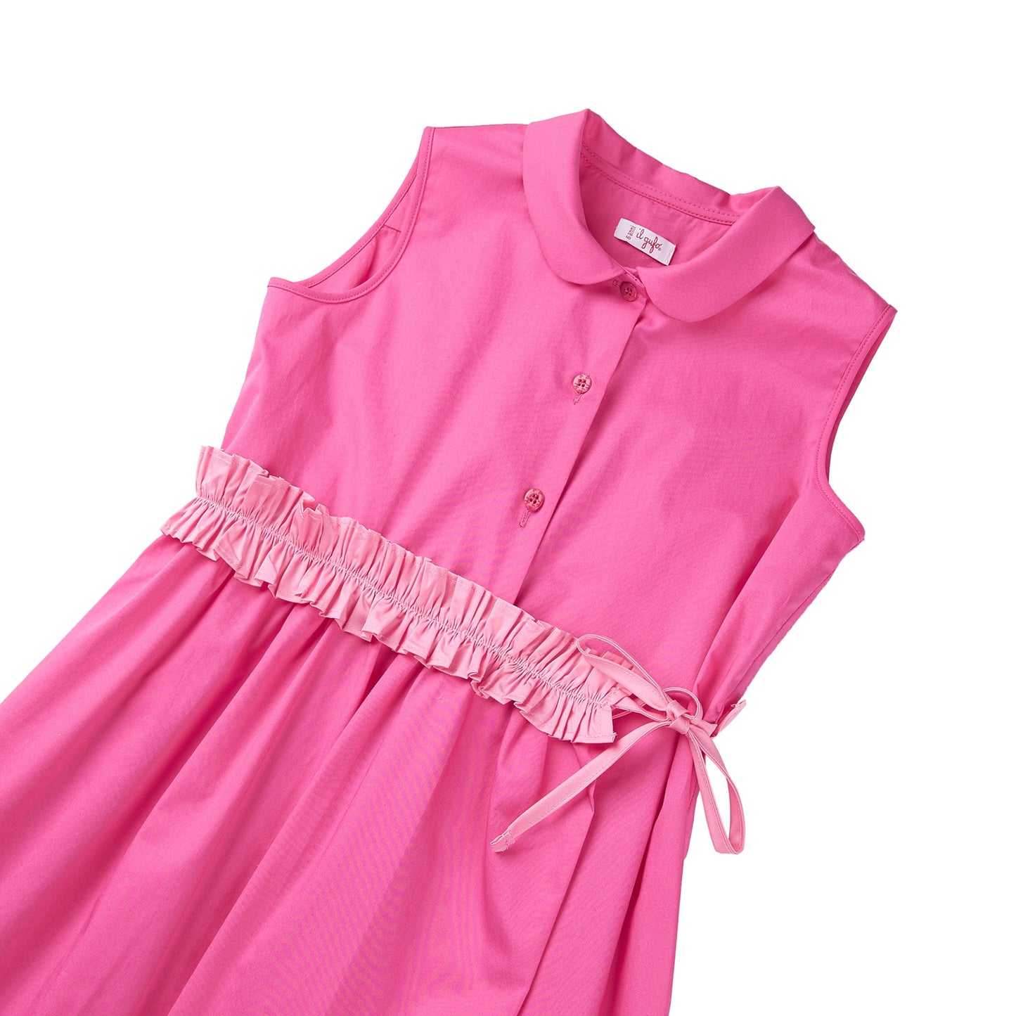 女童亮粉色棉连衣裙