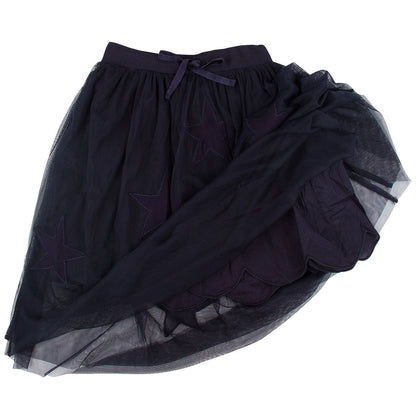 Amalie Girls Navy Blue Stars Embroidered Skirt