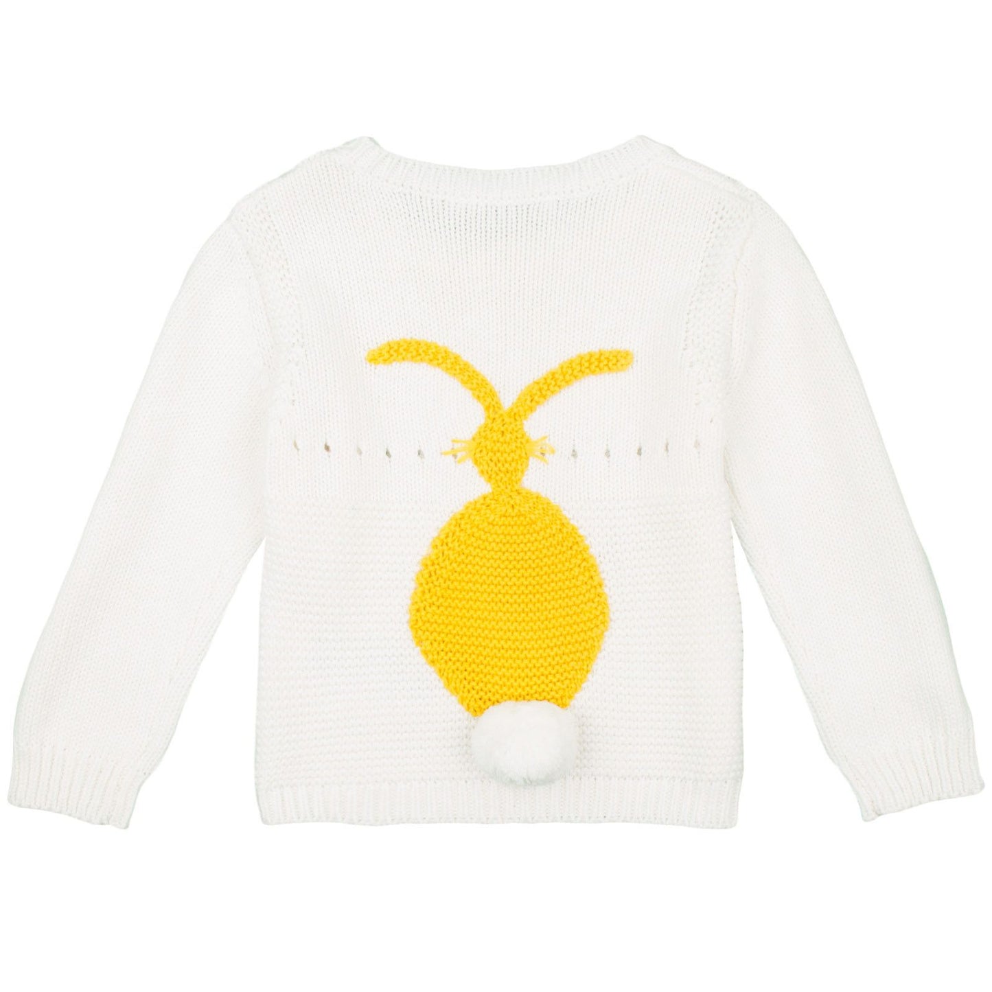 Thumper Baby Ivory Cotton Cashmere Knitted Sweater With Yellow Bunny Print