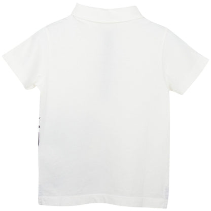 Boys White Short Sleeve Polo Shirt With Monster Logo