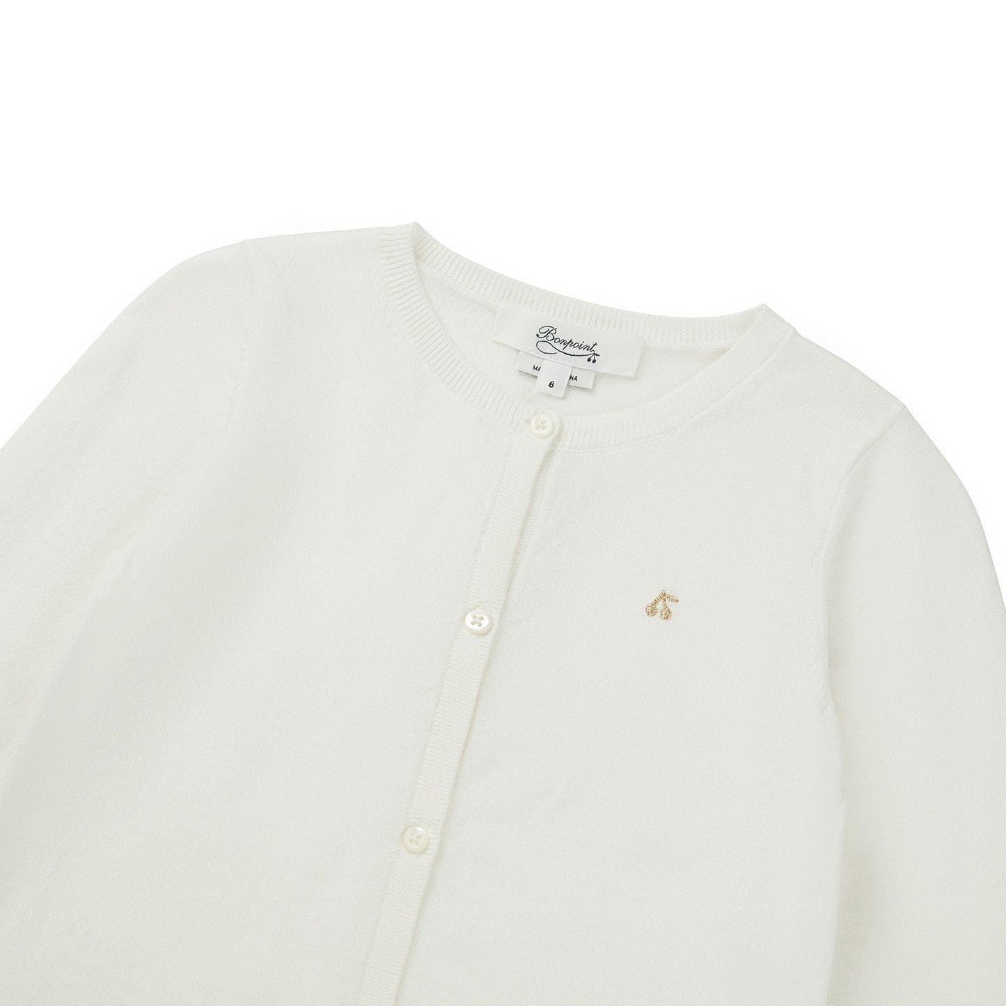 Girls White Cherry Logo Cardigan
