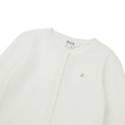 Girls White Cherry Logo Cardigan