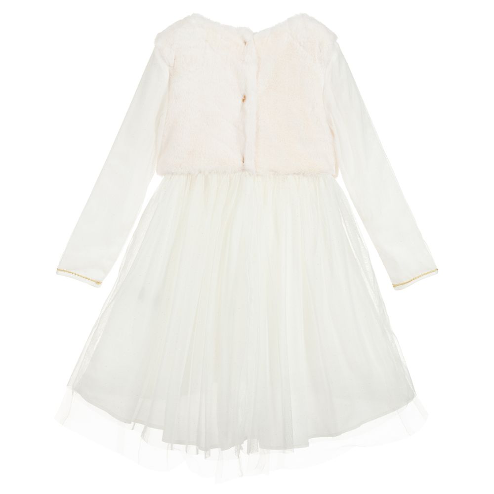 女童象牙白薄纱连衣裙