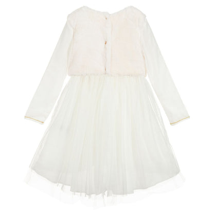 女童象牙白薄纱连衣裙