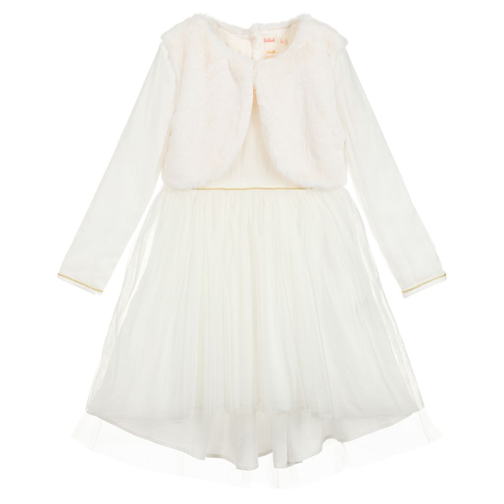 女童象牙白薄纱连衣裙